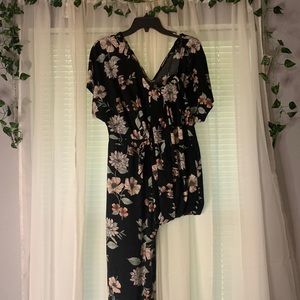 Navy floral print jumpsuit